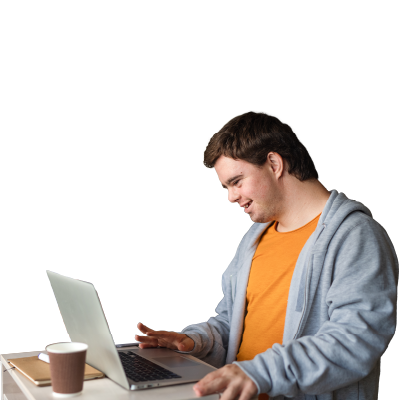 Man learning how to use Samsung pay