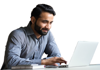 Man using express mode on apple website on laptop