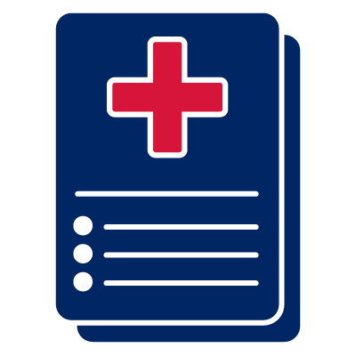 An icon showing a medical report.