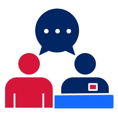 Pictogram of two people customer service