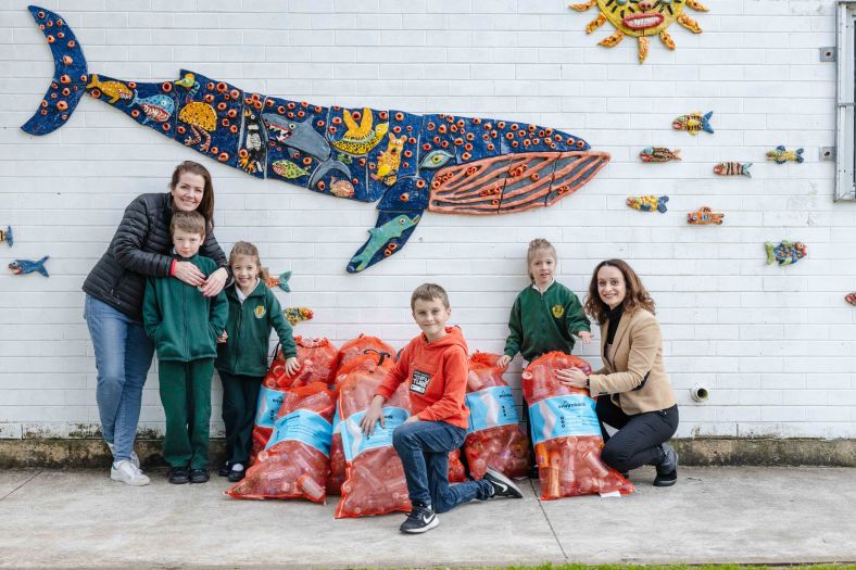 chifley public school students with recycled cans and bottles