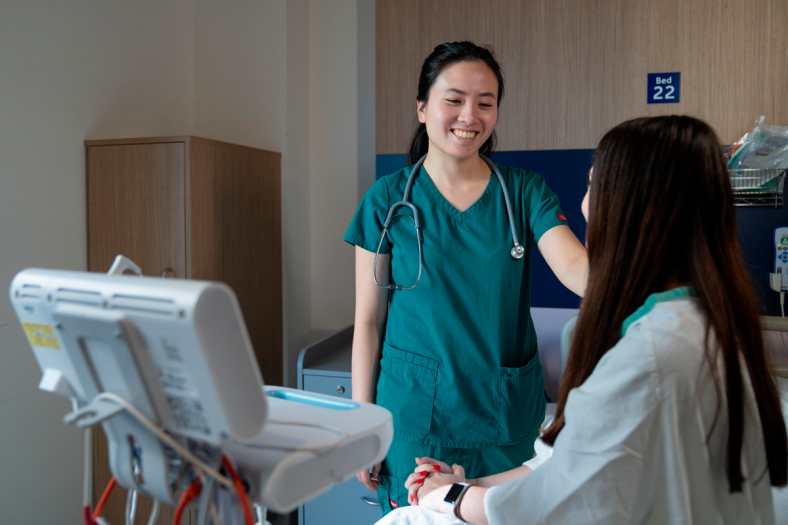 Doctor talks to patient