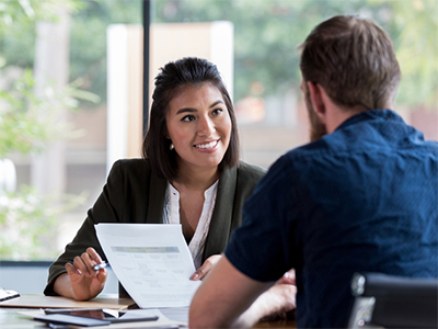 Female lawyer with client