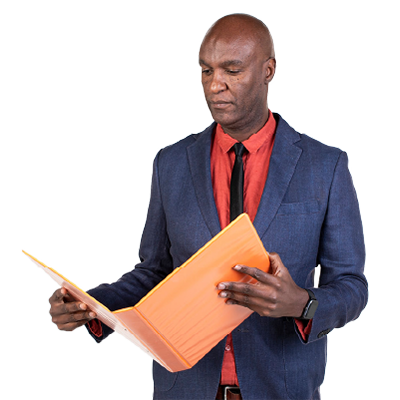  Man looking at document folder