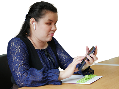 A woman making a phone call