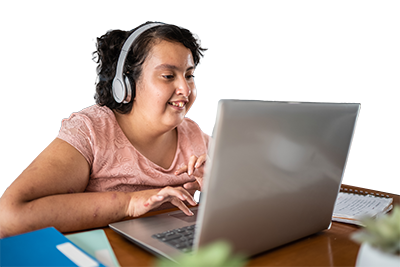 A young girl using a computer