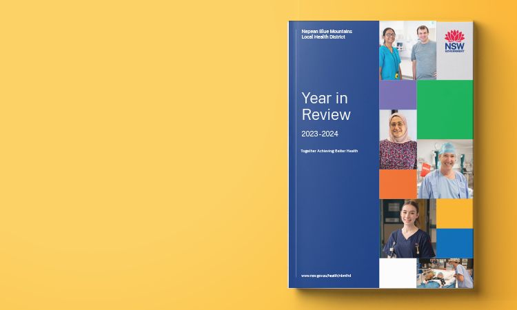 Cover of Year in Review on a bright yellow background