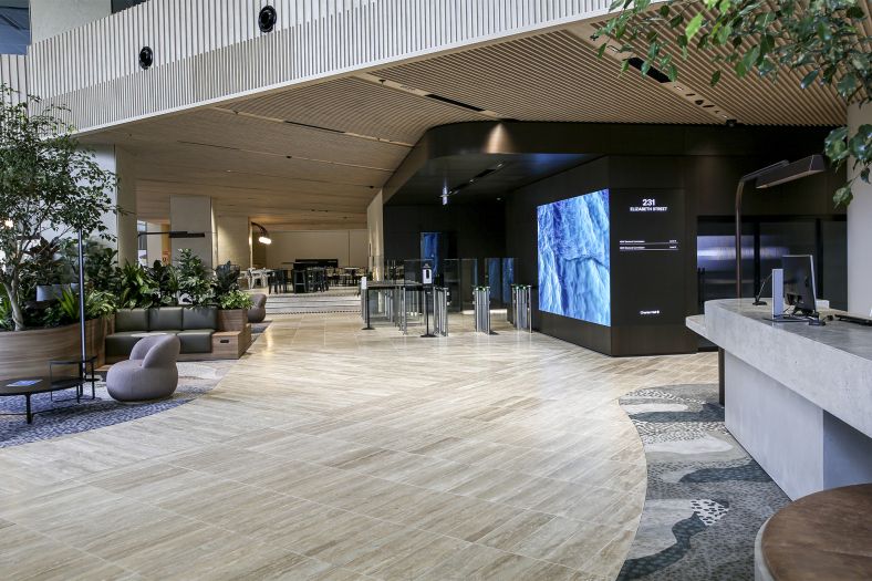 Accessible lobby at government office in Elizabeth st, Sydney.