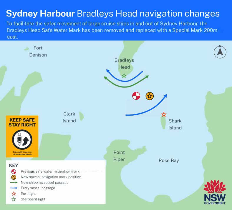 Bradleys Head navigation changes map