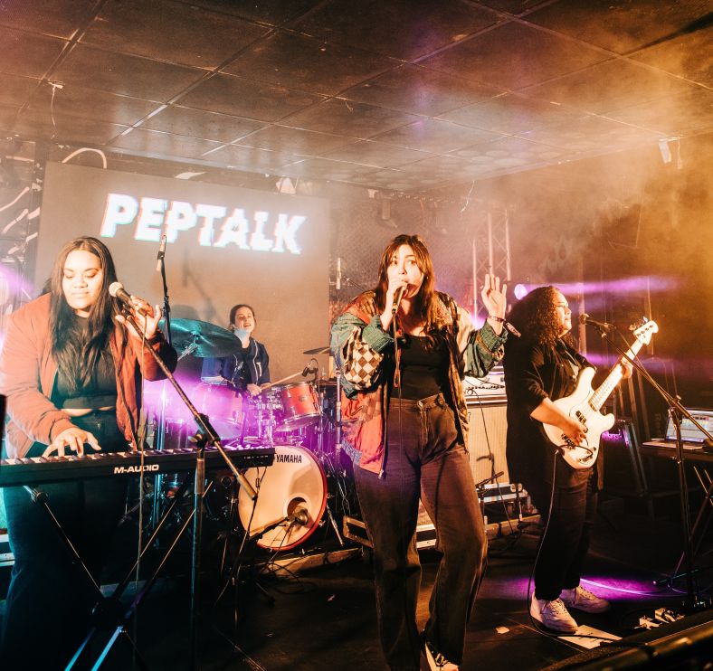 PEPTALK performs on stage at BIGSOUND in Brisbane. 