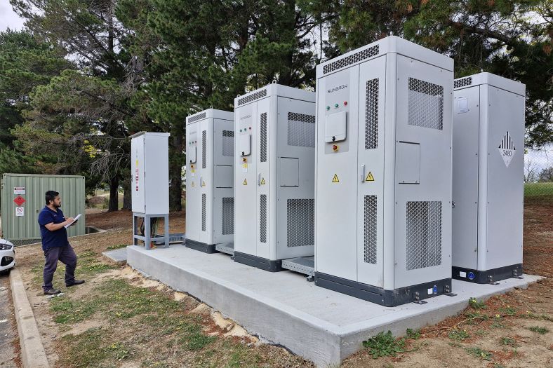 Man inspecting Bathurst Battery post commissioning.