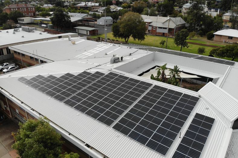 Solar panels on a government building in Parkes.