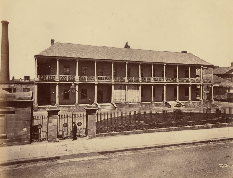 Sydney branch of the Royal Mint, Macquarie Street, circa 1870.  