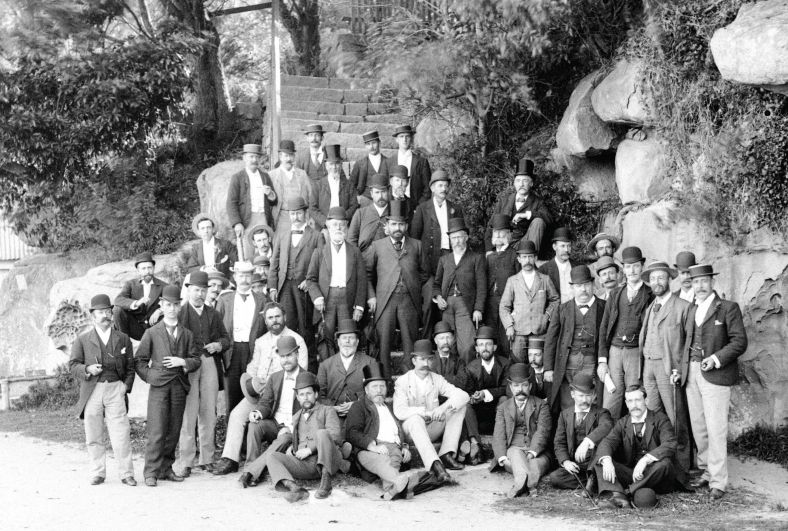 Treasury staff photo at Chowder Bay, 1894. Geoffrey Eagar’s successor, Francis Kirkpatrick, was head of the Treasury at the time.