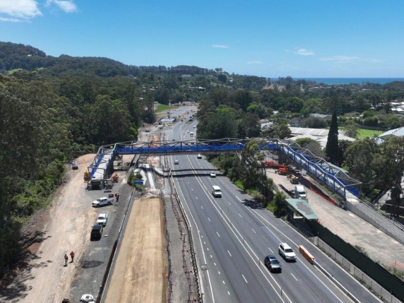 Luke Bowen pedestrian bridge aerial shot