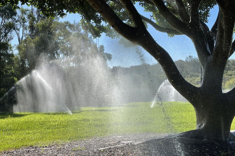 Sprinklers in Bicentennial Park used as part of SIMPaCT.