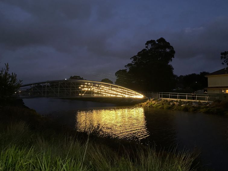 Fly Wave, Chris Fox Studio and Mike Daly Studio, 2023, Sculptural and light installation, Lorraine Street Bridge, North Strathfield