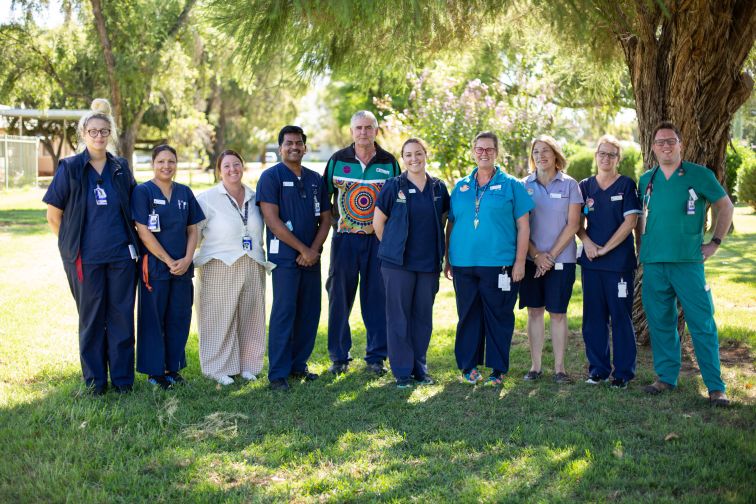 Narromine staff standing together outside the hospital