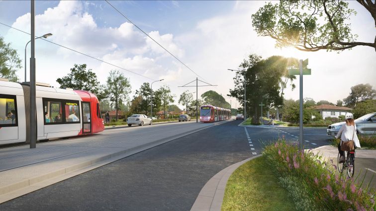 An artist impression of the Parramatta Light Rail Ermington Stop