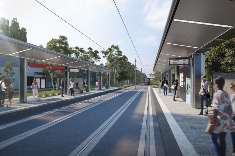 An artist impression of the Parramatta Light Rail Camellia Stop