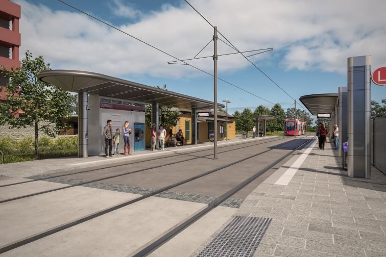 An artist impression of the Parramatta Light Rail Dundas Stop