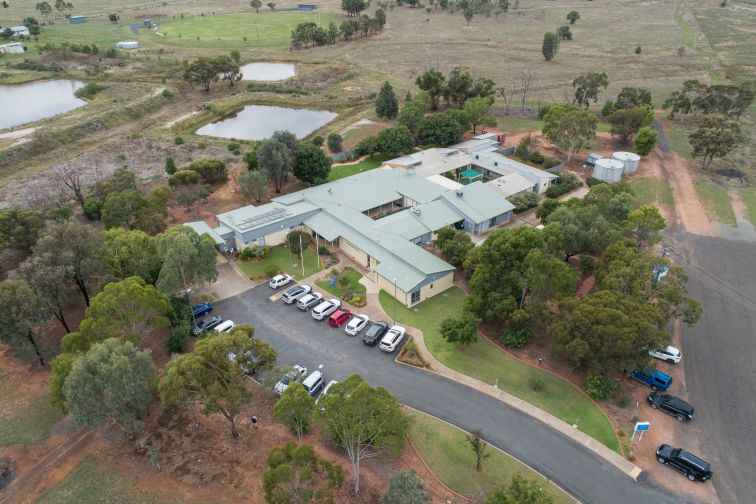 Arial view of Tullamore multipurpose service with land in background