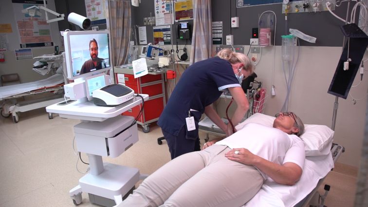 Virtual doctor with nurse and patient in emergency room