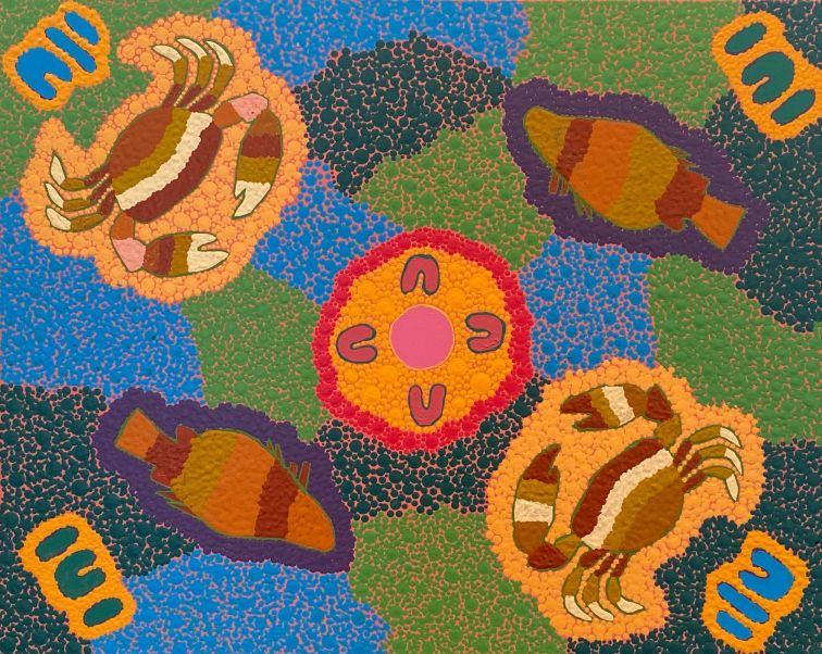 colourful indigenous dot painting