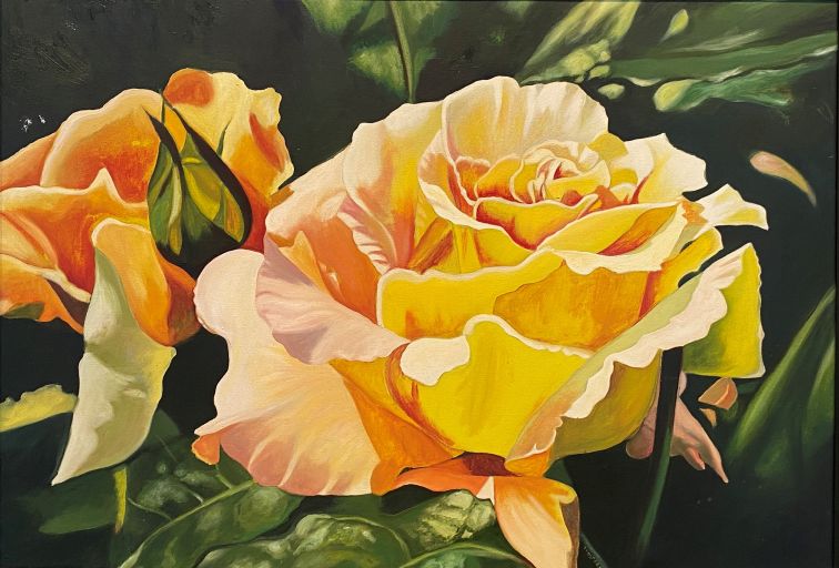 painting of large yellow flowers