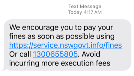 Example of scam SMS