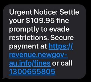 Example of scam SMS
