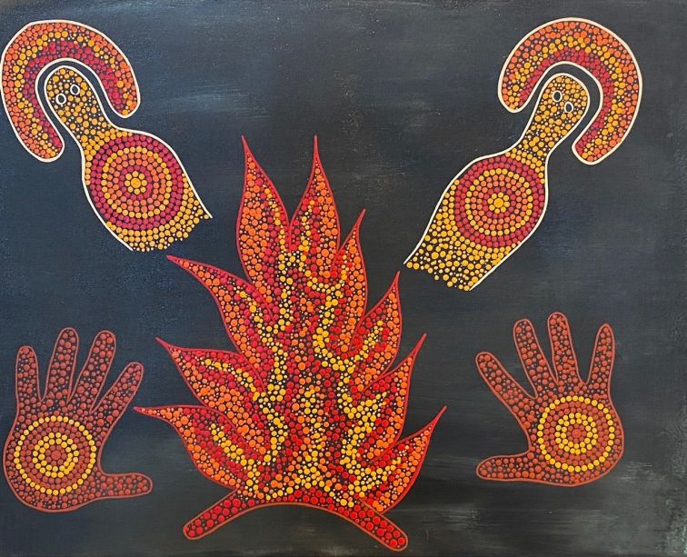 Indigenous painting showing fire