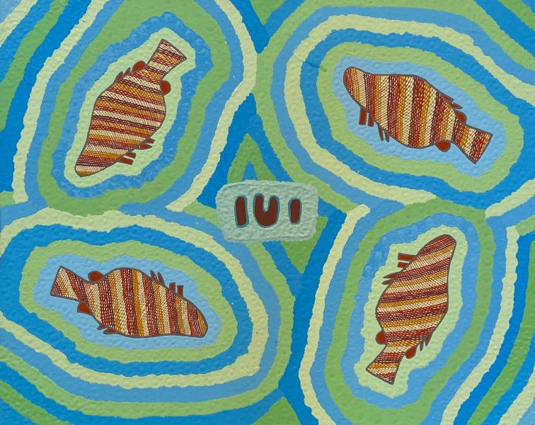 Indigenous painting showing fish