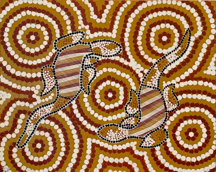 Indigenous painting showing goannas