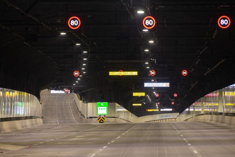 The inside of the Rozelle Interchange