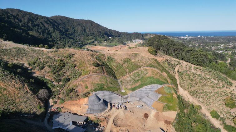 An overhead shot of the under construction Coffs Harbour bypass