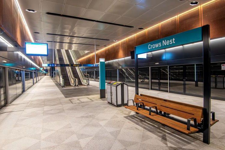 The platform at Crows Nest Metro station