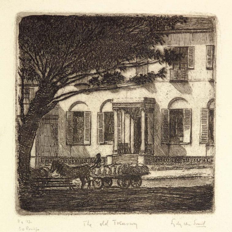 The Old Treasury, sketch by George Ure Smith, 1919.