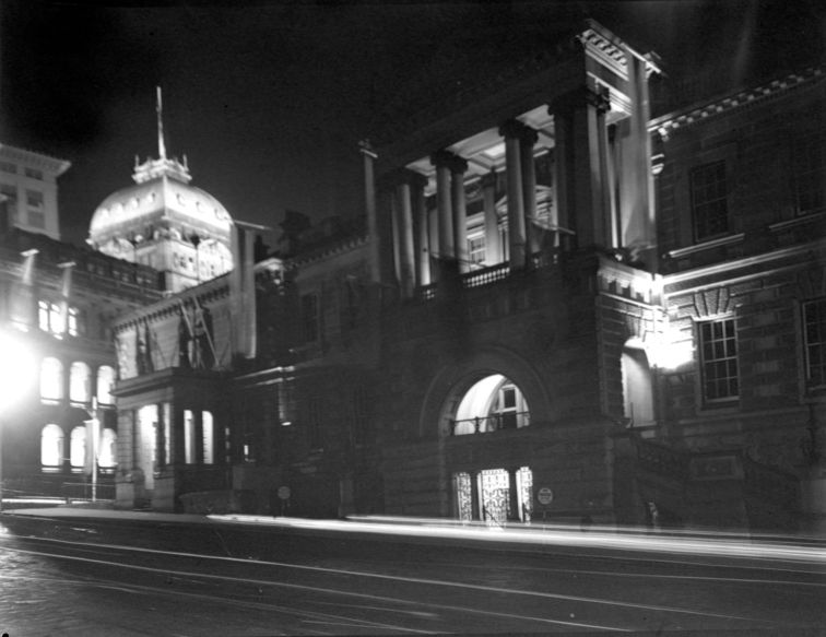 The Treasury Building by night, 1938.