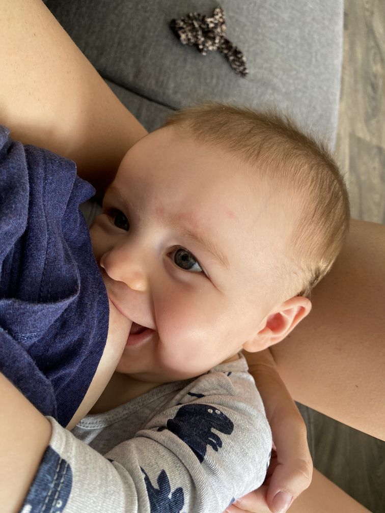 A baby being breastfed