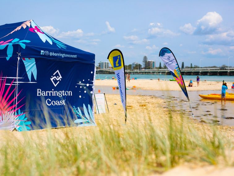 Pop-up Visitor Information Centre on Miles Island in Forster