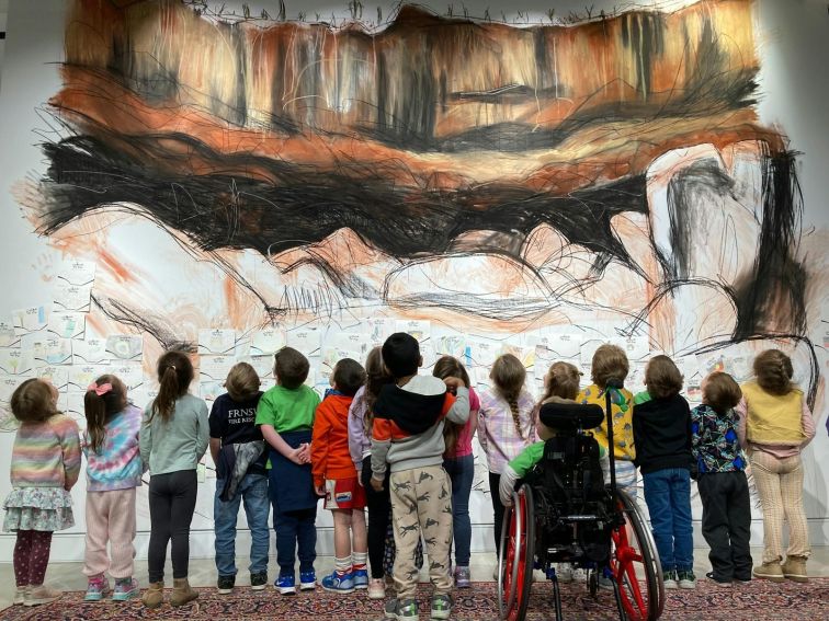 Visitors experiencing the Ngayirr Ngurambang exhibition at Mudgee Arts Precinct