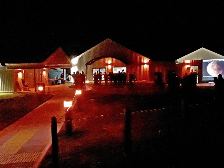 Night photo of Tamworth Astronomy Club's Public Lunar Eclipse live viewing for over 200 attendees