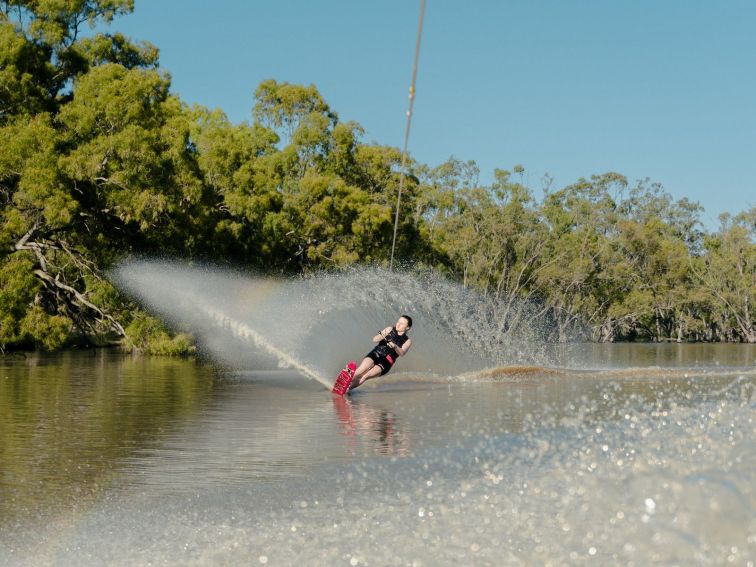 Waterskiing action on Urana Aquatic Centre