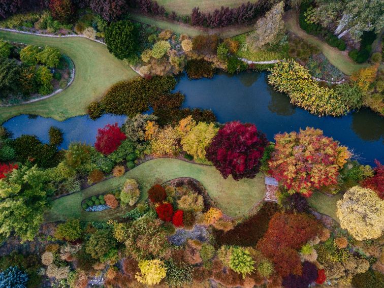 Drone shot displaying seasonal colour and variation