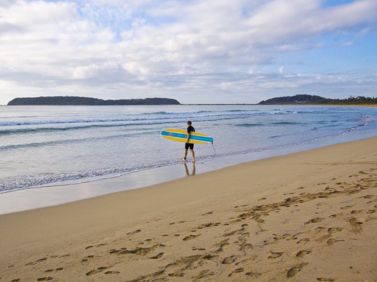 Surfer on Broulee Beach