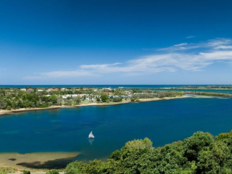 an aerial photo of Shaws Bay