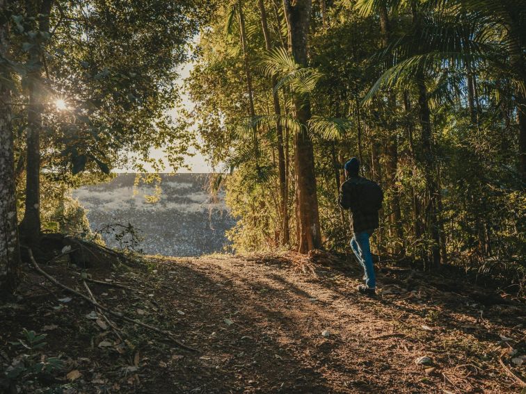 Man walking the trails