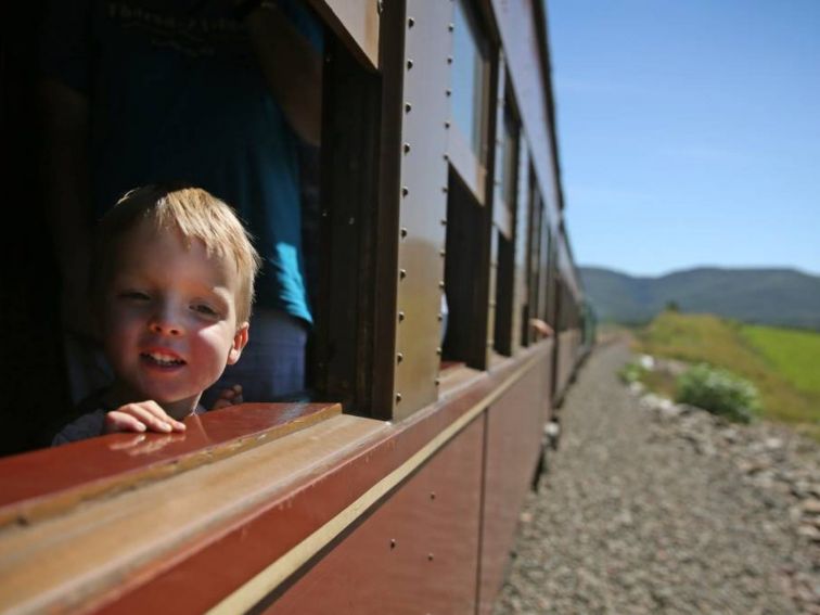 Kid enjoying train ride