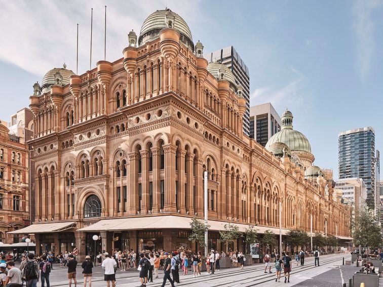 Queen Victoria Building outside view from corner of Park and George Street